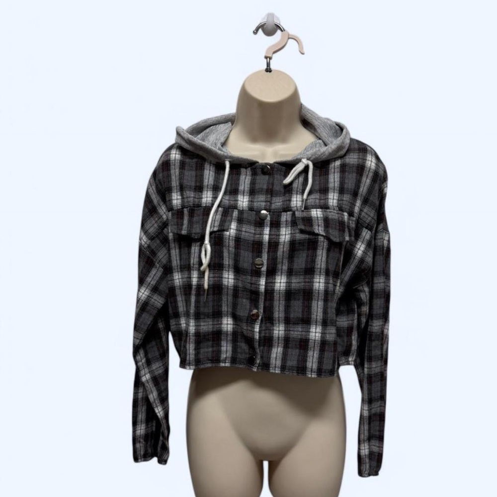 SHEIN Black and Gray Utility Jacket with Hood